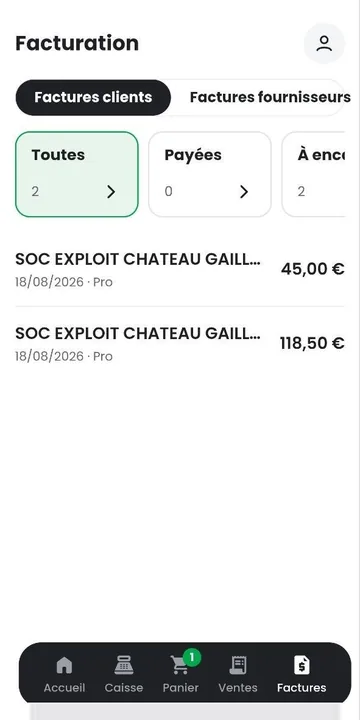Aperçu d'une facture en brouillon avant émission