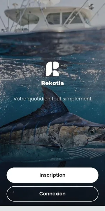 Écran d'inscription Rekotla avec les champs email et mot de passe