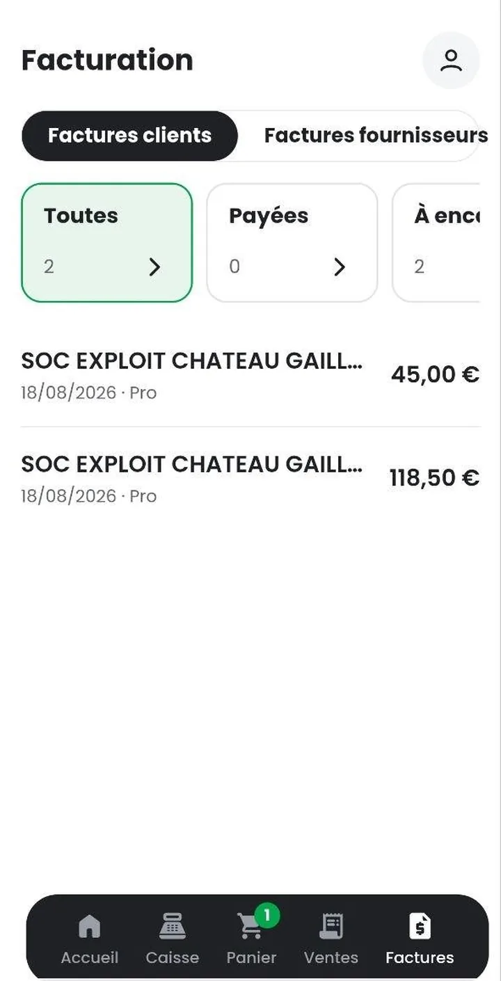 Une facture Rekotla générée automatiquement après une vente
