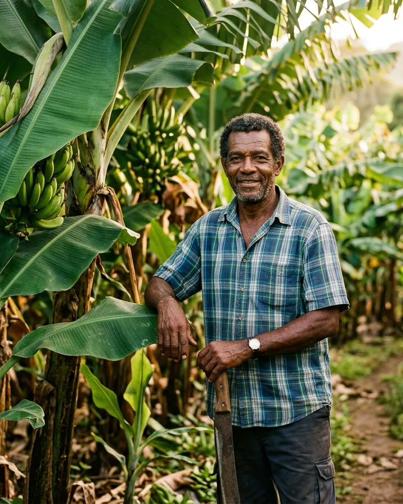 Un producteur dans sa bananeraie